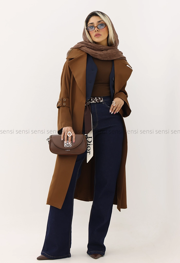 مانتو بلند مازراتی پشت دکمه نما کد1005478